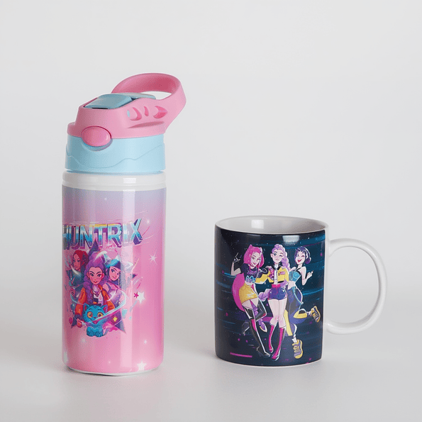 Pack Botella Infantil + Tazón Inspirado en K-Pop Demon Hunters | Set Huntrix Niñas | Regalo K-Pop 1