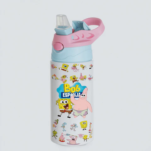 Botella Infantil de Bob Esponja Personalizada con Nombre | 500 ml | Botella Escolar Niños