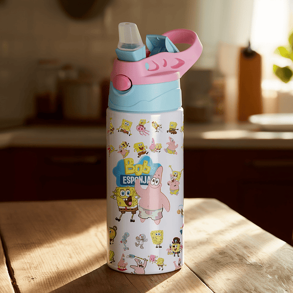 Botella Infantil de Bob Esponja Personalizada con Nombre | 500 ml | Botella Escolar Niños 5