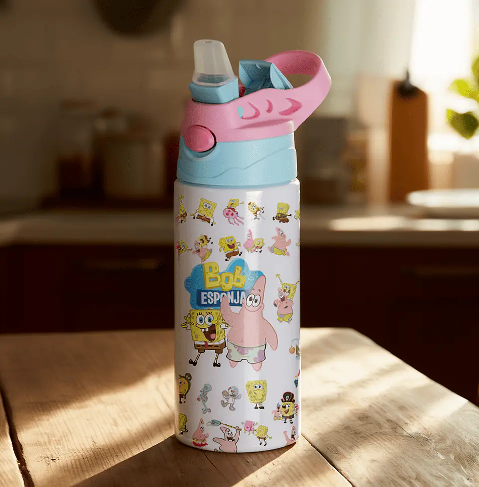 Botella Infantil de Bob Esponja Personalizada con Nombre | 500 ml | Botella Escolar Niños 5