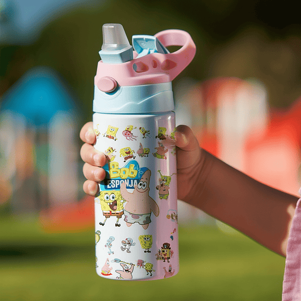 Botella Infantil de Bob Esponja Personalizada con Nombre | 500 ml | Botella Escolar Niños 6