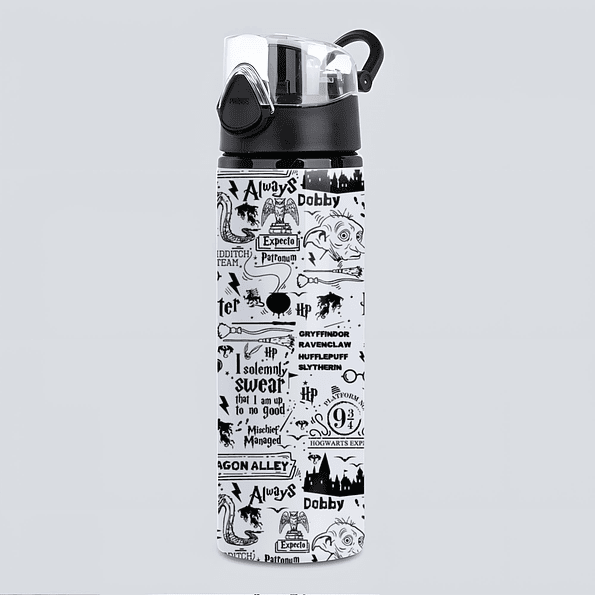 Botella de Agua Harry Potter 750 ml de Aluminio con Tapa Antiderrame y Botón – Diseño Always Hogwarts 1