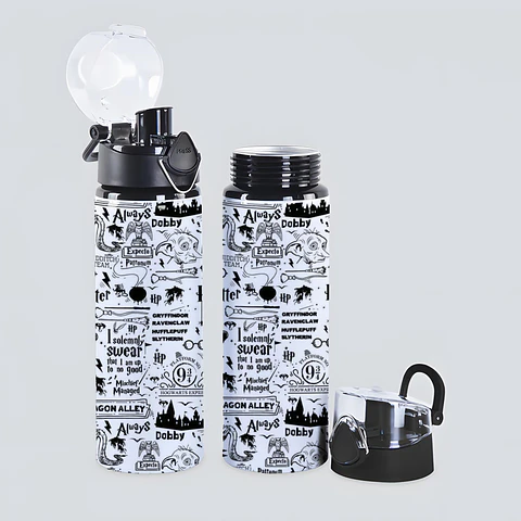 Botella de Agua Harry Potter 750 ml de Aluminio con Tapa Antiderrame y Botón – Diseño Always Hogwarts