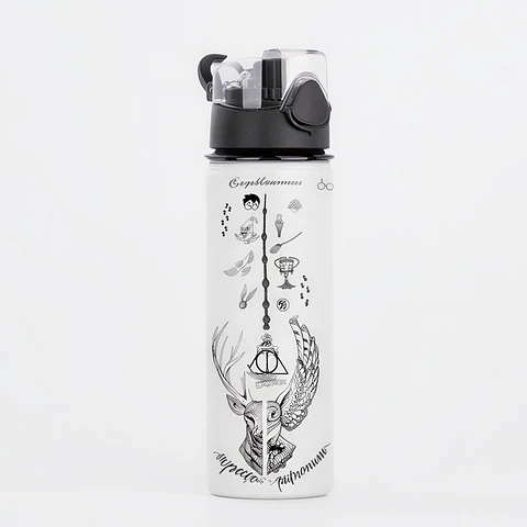 Botella de Agua Inspirada en Harry Potter 750 ml de Aluminio con Tapa Antiderrame y Botón