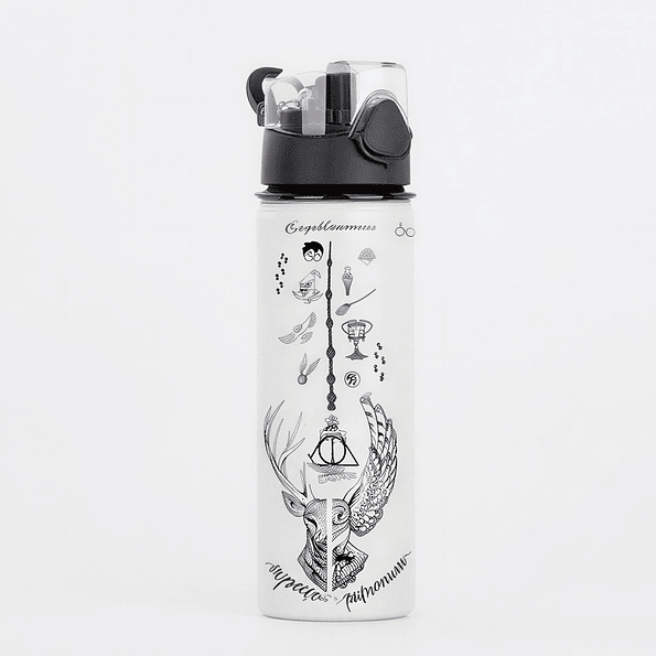 Botella de Agua Inspirada en Harry Potter 750 ml de Aluminio con Tapa Antiderrame y Botón 1