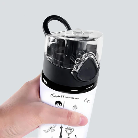 Botella de Agua Inspirada en Harry Potter 750 ml de Aluminio con Tapa Antiderrame y Botón