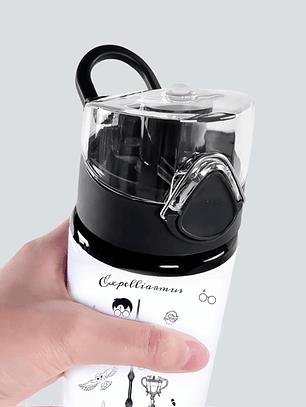 Botella de Agua Inspirada en Harry Potter 750 ml de Aluminio con Tapa Antiderrame y Botón