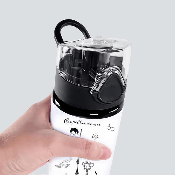 Botella de Agua Inspirada en Harry Potter 750 ml de Aluminio con Tapa Antiderrame y Botón 2