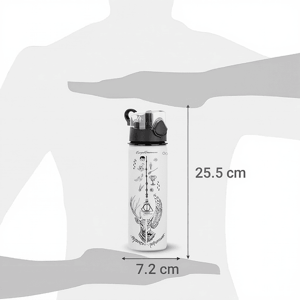 Botella de Agua Inspirada en Harry Potter 750 ml de Aluminio con Tapa Antiderrame y Botón 4