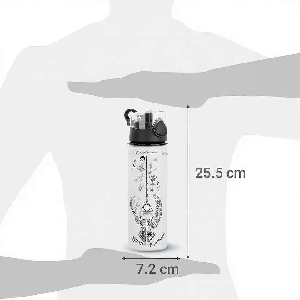 Botella de Agua Inspirada en Harry Potter 750 ml de Aluminio con Tapa Antiderrame y Botón 4
