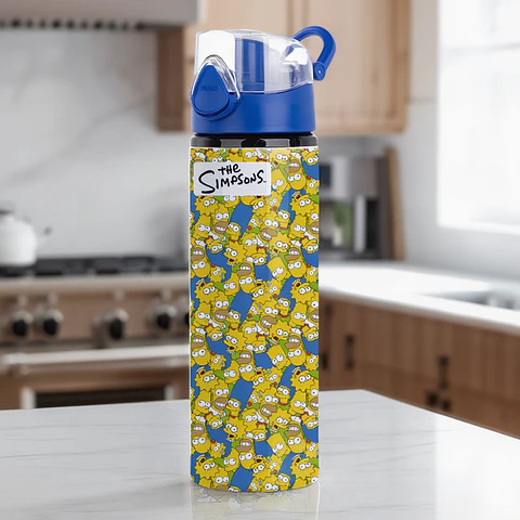 Botella de Agua 750 ml Los Simpson | Botella Aluminio Deportiva Reutilizable Diseño Lisa Simpson