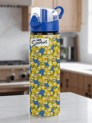 Botella de Agua 750 ml Los Simpson | Botella Aluminio Deportiva Reutilizable Diseño Lisa Simpson