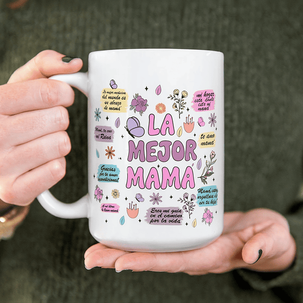 Tazón Día de la Madre 15oz Cerámica – Diseño La Mejor Mamá | Regalo Original Mamá 2