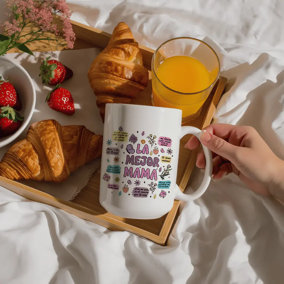 Tazón Día de la Madre 15oz Cerámica – Diseño La Mejor Mamá | Regalo Original Mamá 3