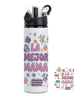 Botella de Agua 750ml Aluminio – Diseño La Mejor Mamá | Botella Deportiva Térmica