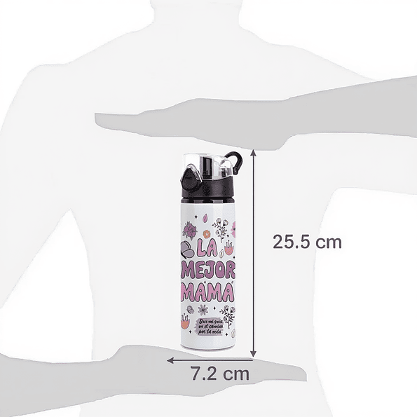Botella de Agua 750ml Aluminio – Diseño La Mejor Mamá | Botella Deportiva Térmica 6
