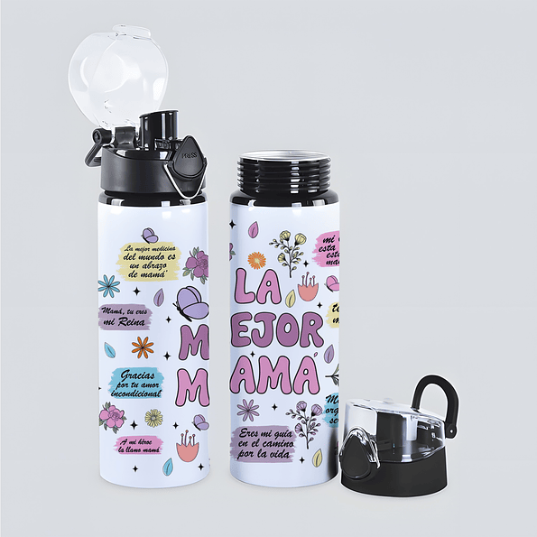 Pack Regalo Día de la Madre Tazón 15oz + Botella 750ml Aluminio La Mejor Mamá 10