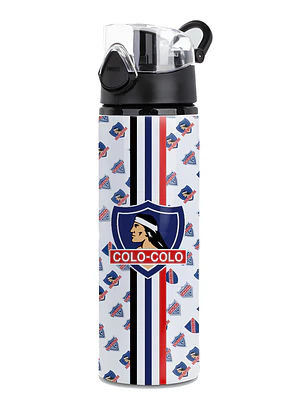 Botella de Agua 750ml Aluminio Diseño Fútbol Blanco y Negro Estilo Colo Colo