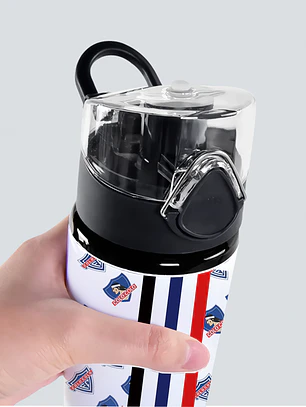 Botella de Agua 750ml Aluminio Diseño Fútbol Blanco y Negro Estilo Colo Colo