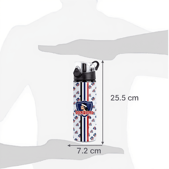 Botella de Agua 750ml Aluminio Diseño Fútbol Blanco y Negro Estilo Colo Colo 5