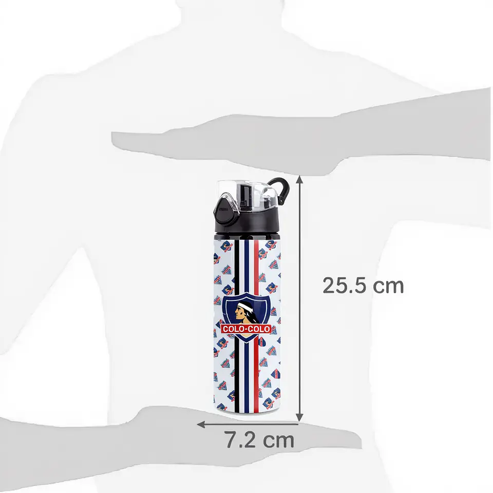 Botella de Agua 750ml Aluminio Diseño Fútbol Blanco y Negro Estilo Colo Colo 5