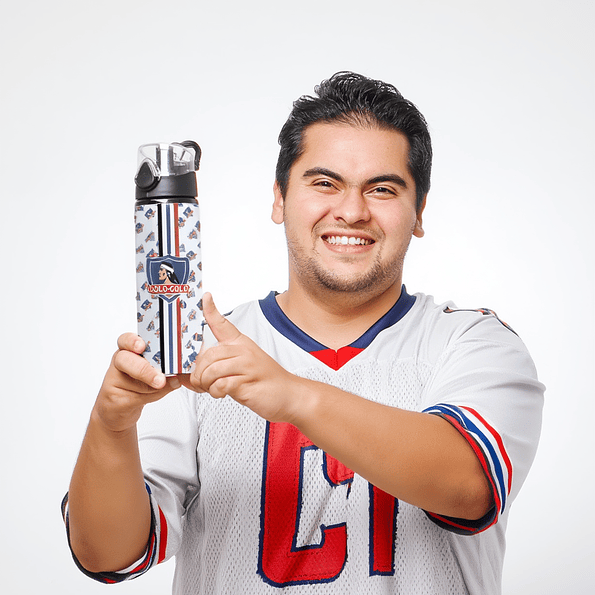 Botella de Agua 750ml Aluminio Diseño Fútbol Blanco y Negro Estilo Colo Colo 7