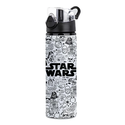 Botella de Agua 750ml Star War Aluminio Diseño Galáctico Espacial Blanco y Negro