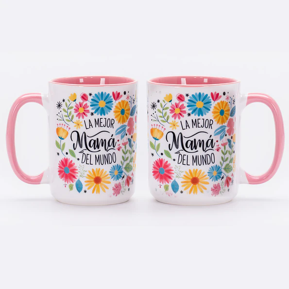 Tazón Día de la Madre 15 oz “La Mejor Mamá del Mundo” | Taza Floral Regalo Mamá 3