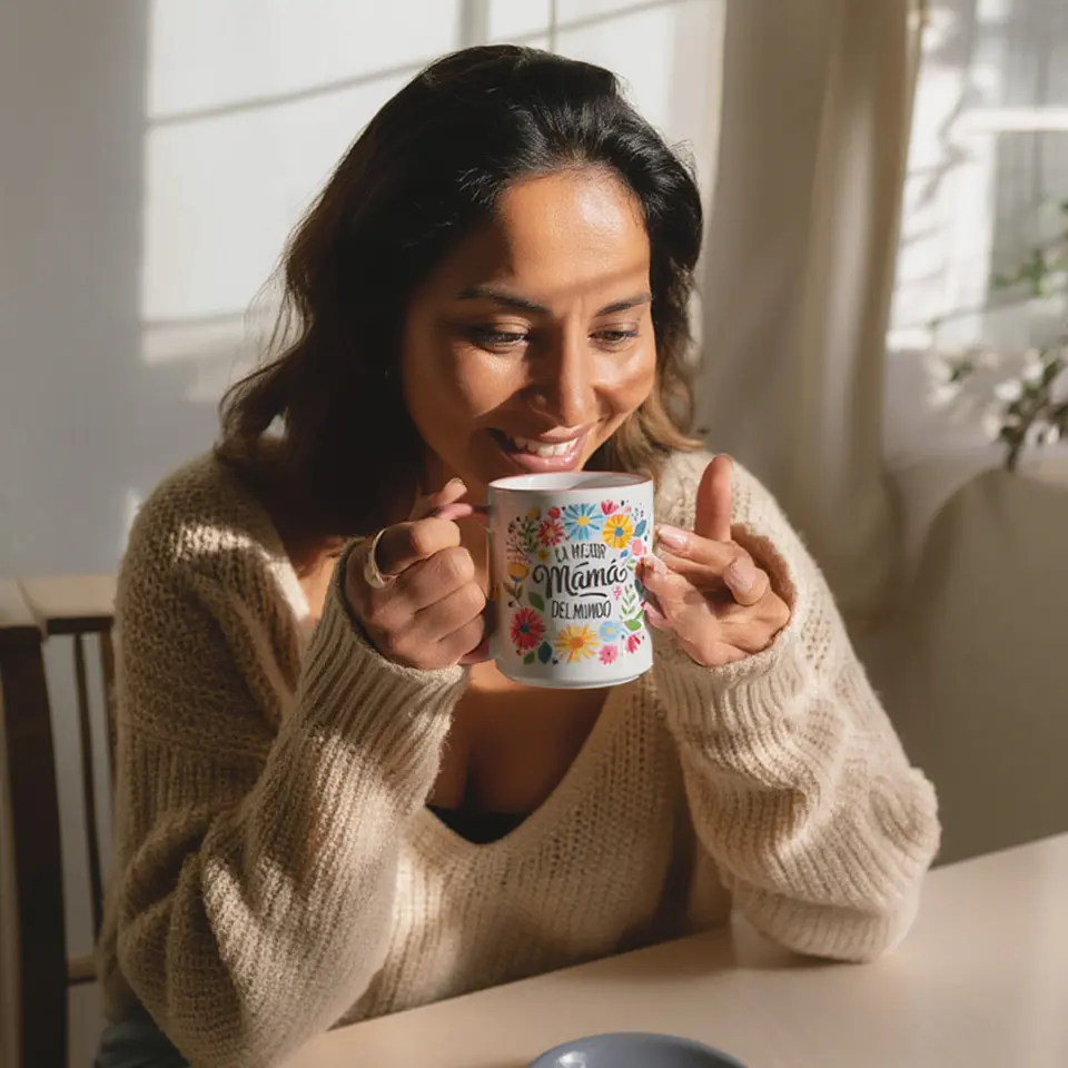 Tazón Día de la Madre 15 oz “La Mejor Mamá del Mundo” | Taza Floral Regalo Mamá 5