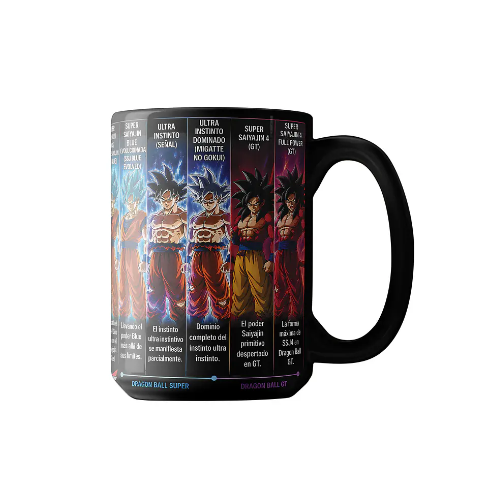 Tazón Dragon Ball Fases de Goku 15oz | Taza Anime Goku Todas sus Transformaciones | Regalo Otaku 4