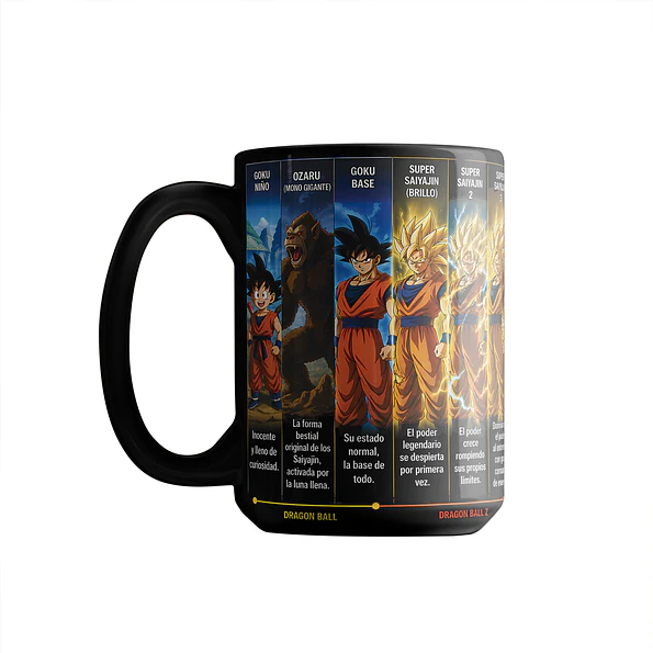 Tazón Dragon Ball Fases de Goku 15oz | Taza Anime Goku Todas sus Transformaciones | Regalo Otaku 3
