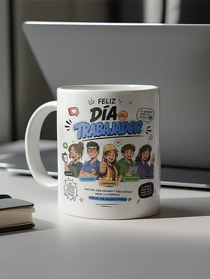 Tazon Día del Trabajador Diseño Moderno | Taza Blanca Estilo Cómico Regalo Original