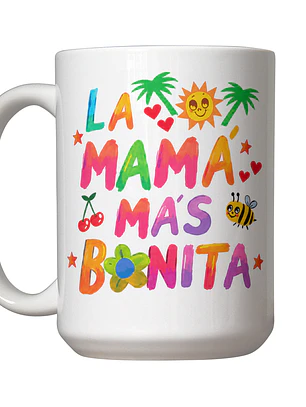 Tazón 15oz “La Mamá Más Bonita” Inspirado en Karol G – Regalo Original Día de la Madre