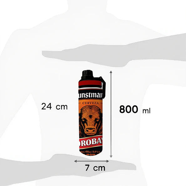 Botella Aluminio 800 ml Diseño Kunstmann Toro | Acero Inoxidable 4