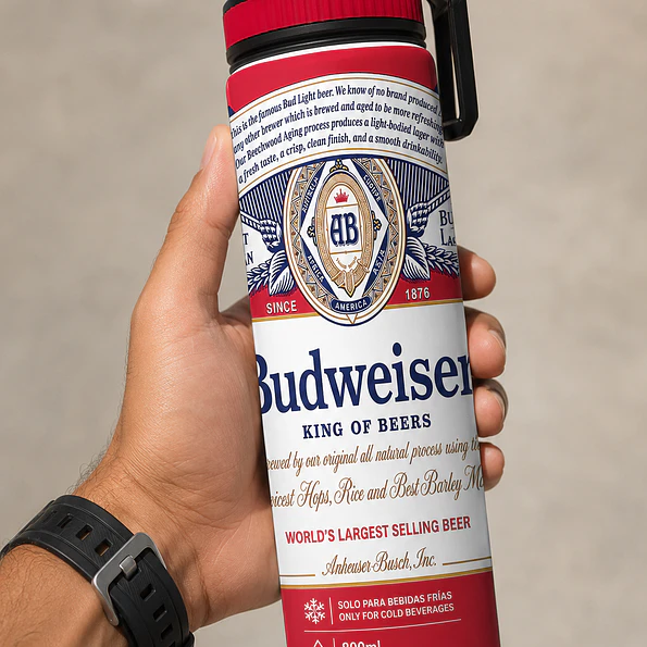 Botella Budweiser 800ml de Aluminio Libre BPA | Botella para Bebidas Frías 6