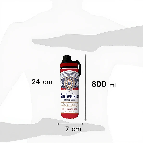 Botella Budweiser 800ml de Aluminio Libre BPA | Botella para Bebidas Frías 3