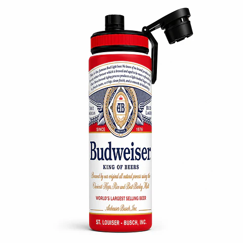 Botella Budweiser 800ml de Aluminio Libre BPA | Botella para Bebidas Frías