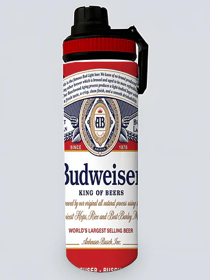 Botella Budweiser 800ml de Aluminio Libre BPA | Botella para Bebidas Frías