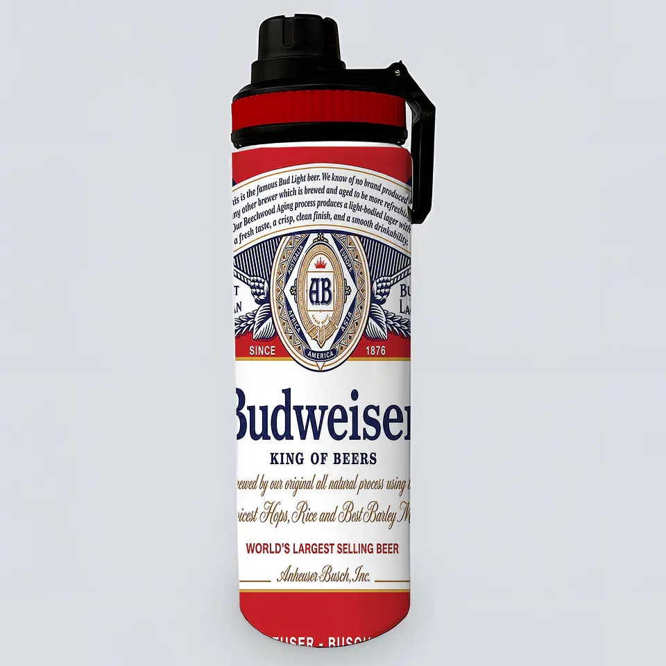 Botella Budweiser 800ml de Aluminio Libre BPA | Botella para Bebidas Frías 2