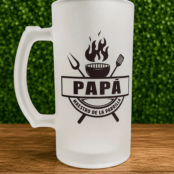 Shopero para Papá Maestro de la Parrilla 475 ml – Vaso Cervecero Esmerilado para Asados 3