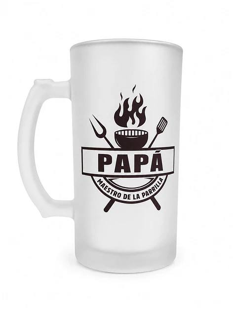 Shopero para Papá Maestro de la Parrilla 475 ml – Vaso Cervecero Esmerilado para Asados