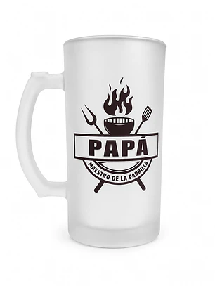 Shopero para Papá Maestro de la Parrilla 475 ml – Vaso Cervecero Esmerilado para Asados