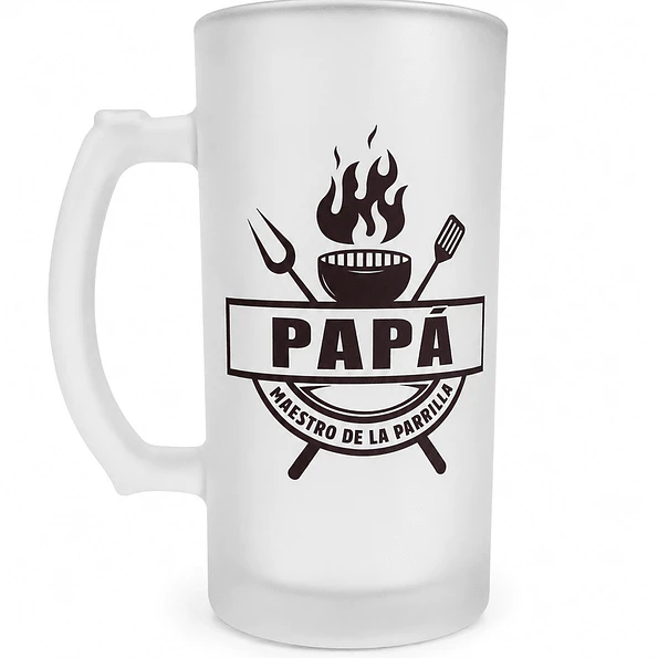 Shopero para Papá Maestro de la Parrilla 475 ml – Vaso Cervecero Esmerilado para Asados 1
