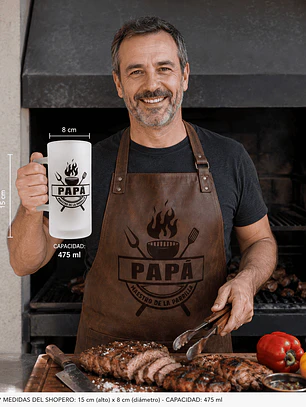 Shopero para Papá Maestro de la Parrilla 475 ml – Vaso Cervecero Esmerilado para Asados