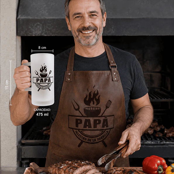 Shopero para Papá Maestro de la Parrilla 475 ml – Vaso Cervecero Esmerilado para Asados 2