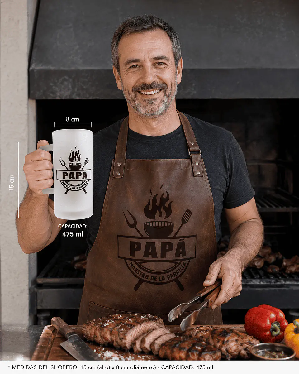 Shopero para Papá Maestro de la Parrilla 475 ml – Vaso Cervecero Esmerilado para Asados 2