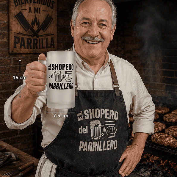 Shopero Cervecero Esmerilado El Shopero del Parrillero 475 ml | Vaso de Cerveza para Asados y Regalo para Parrilleros 2