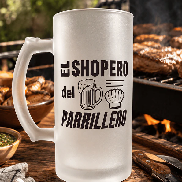 Shopero Cervecero Esmerilado El Shopero del Parrillero 475 ml | Vaso de Cerveza para Asados y Regalo para Parrilleros 3