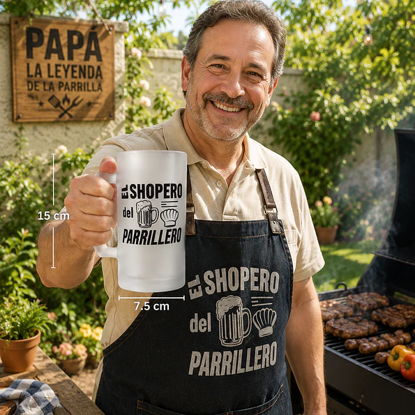 Shopero Cervecero Esmerilado El Shopero del Parrillero 475 ml | Vaso de Cerveza para Asados y Regalo para Parrilleros 4