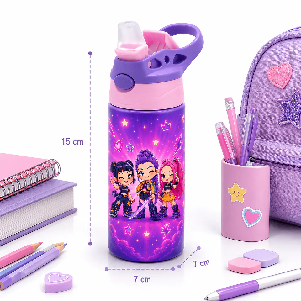 Botella K-Pop Demon Hunters 500 ml Personalizable | Aluminio con Boquilla de Seguridad Libre de BPA 3